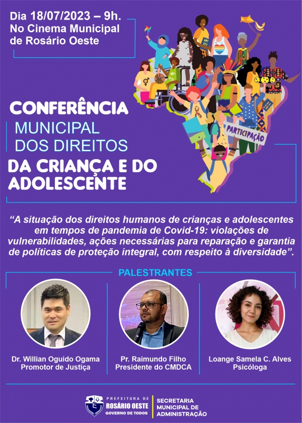 Conferência Municipal dos Direitos da Criança e do Adolescente de Rosário Oeste vai acontecer no dia 18/07